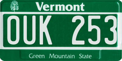 VT license plate OUK253