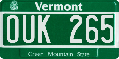 VT license plate OUK265