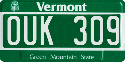 VT license plate OUK309