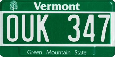 VT license plate OUK347