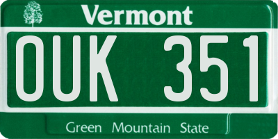 VT license plate OUK351