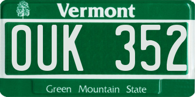 VT license plate OUK352