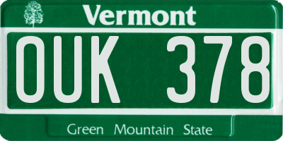 VT license plate OUK378