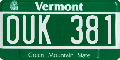 VT license plate OUK381