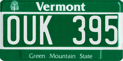 VT license plate OUK395