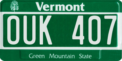 VT license plate OUK407