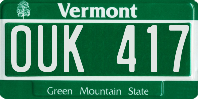 VT license plate OUK417