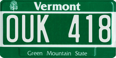 VT license plate OUK418