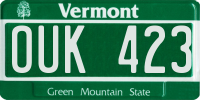 VT license plate OUK423