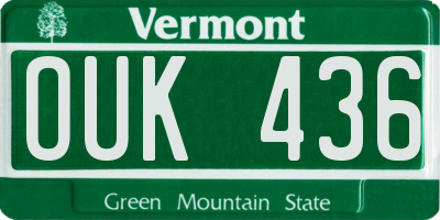 VT license plate OUK436