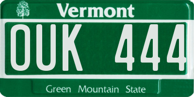 VT license plate OUK444