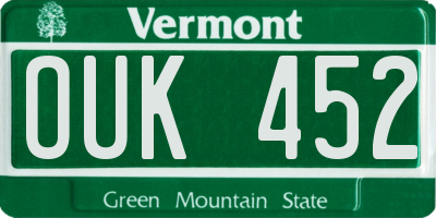 VT license plate OUK452