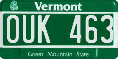 VT license plate OUK463