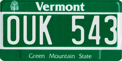 VT license plate OUK543