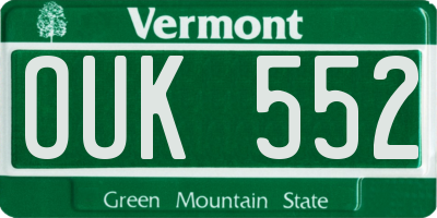 VT license plate OUK552