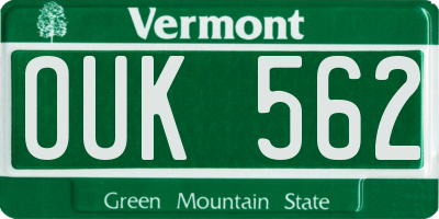 VT license plate OUK562