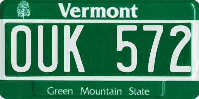 VT license plate OUK572