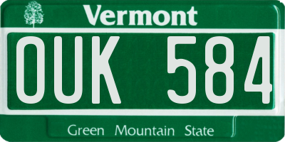 VT license plate OUK584