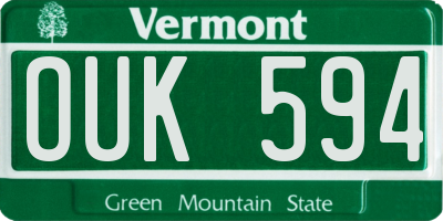 VT license plate OUK594