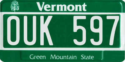 VT license plate OUK597
