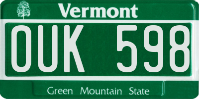 VT license plate OUK598