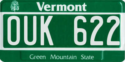 VT license plate OUK622