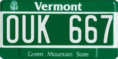 VT license plate OUK667