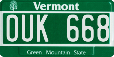 VT license plate OUK668