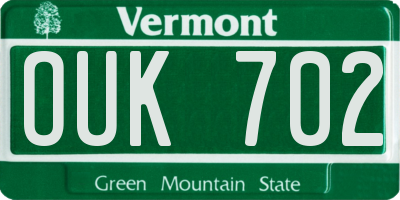 VT license plate OUK702