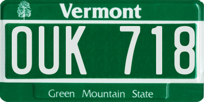 VT license plate OUK718