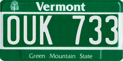 VT license plate OUK733