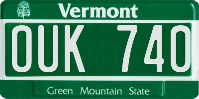 VT license plate OUK740