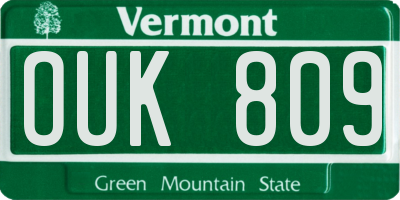 VT license plate OUK809