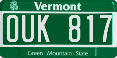 VT license plate OUK817