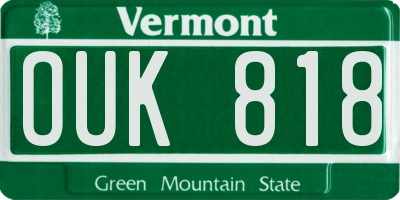 VT license plate OUK818
