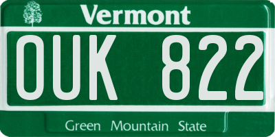VT license plate OUK822