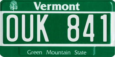 VT license plate OUK841