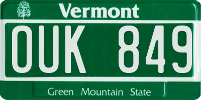 VT license plate OUK849