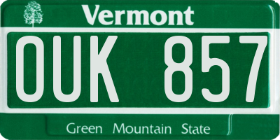 VT license plate OUK857