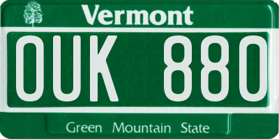 VT license plate OUK880