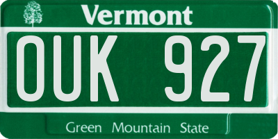 VT license plate OUK927