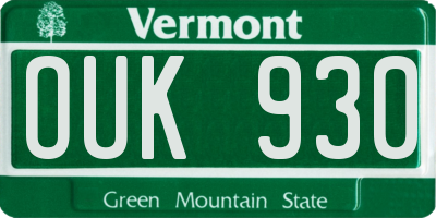 VT license plate OUK930