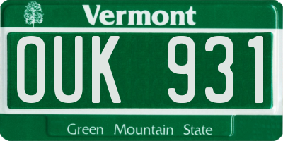 VT license plate OUK931
