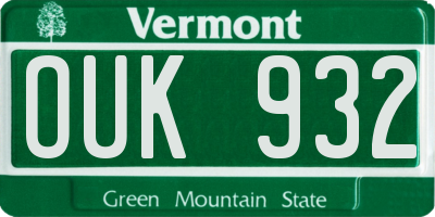 VT license plate OUK932