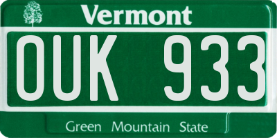 VT license plate OUK933