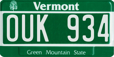 VT license plate OUK934