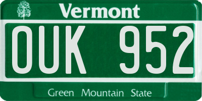 VT license plate OUK952