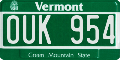 VT license plate OUK954