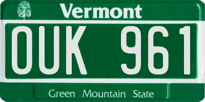 VT license plate OUK961