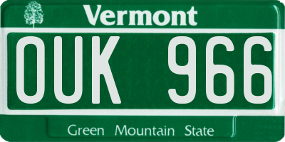VT license plate OUK966